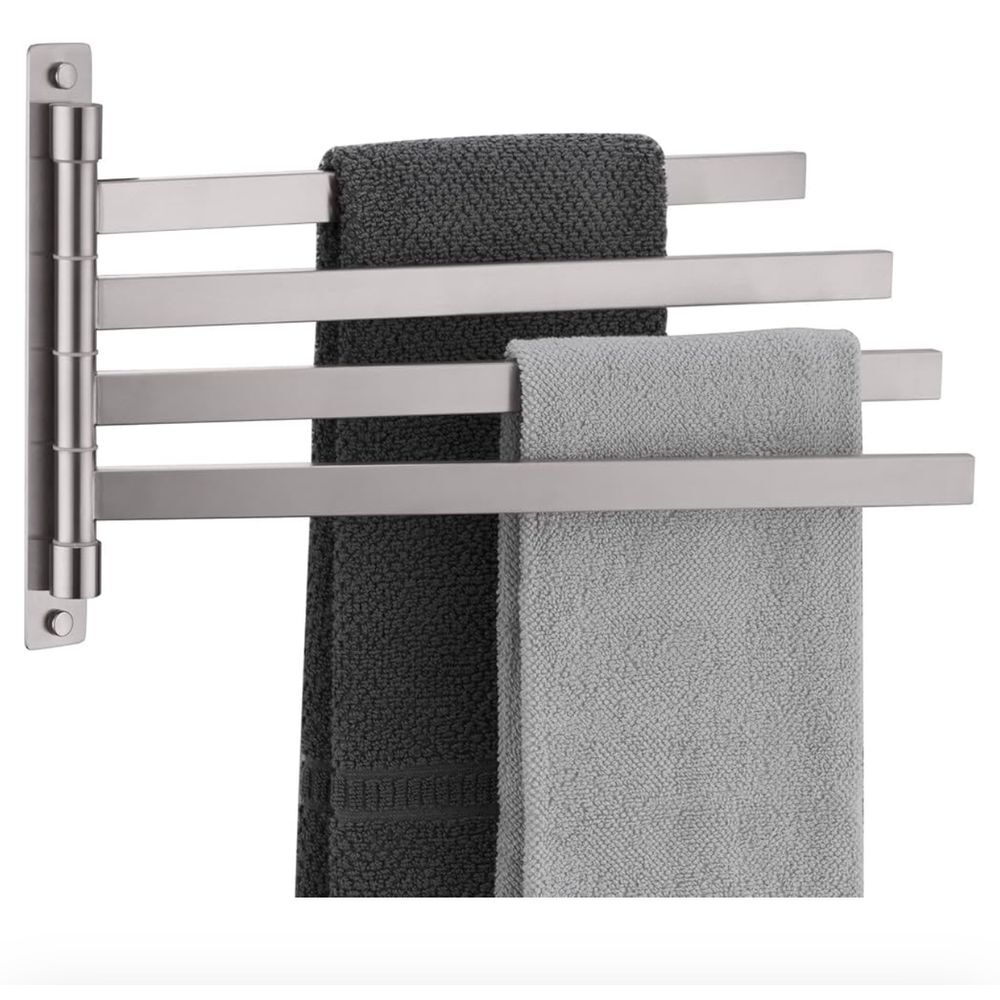 KOKOSIRI Towel Rack Swivel Bars Swing Out 4-Rail Nickel Stainless Steel NEW